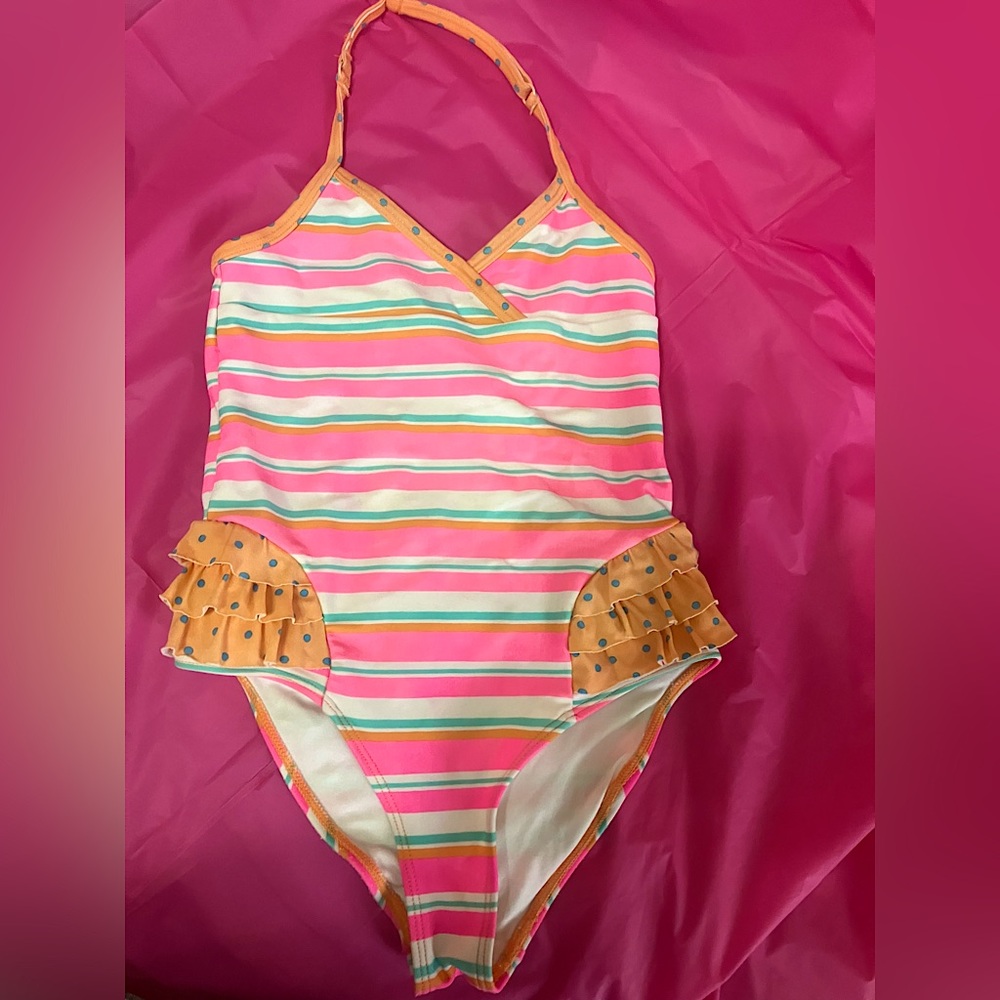 Tucker + Tate girls bathing suit ruffle stripe size5 Tucker+Tate
